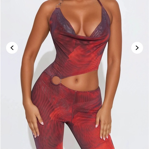 Fashion Nova Red Mesh Jumpsuit - Picture 2 of 8